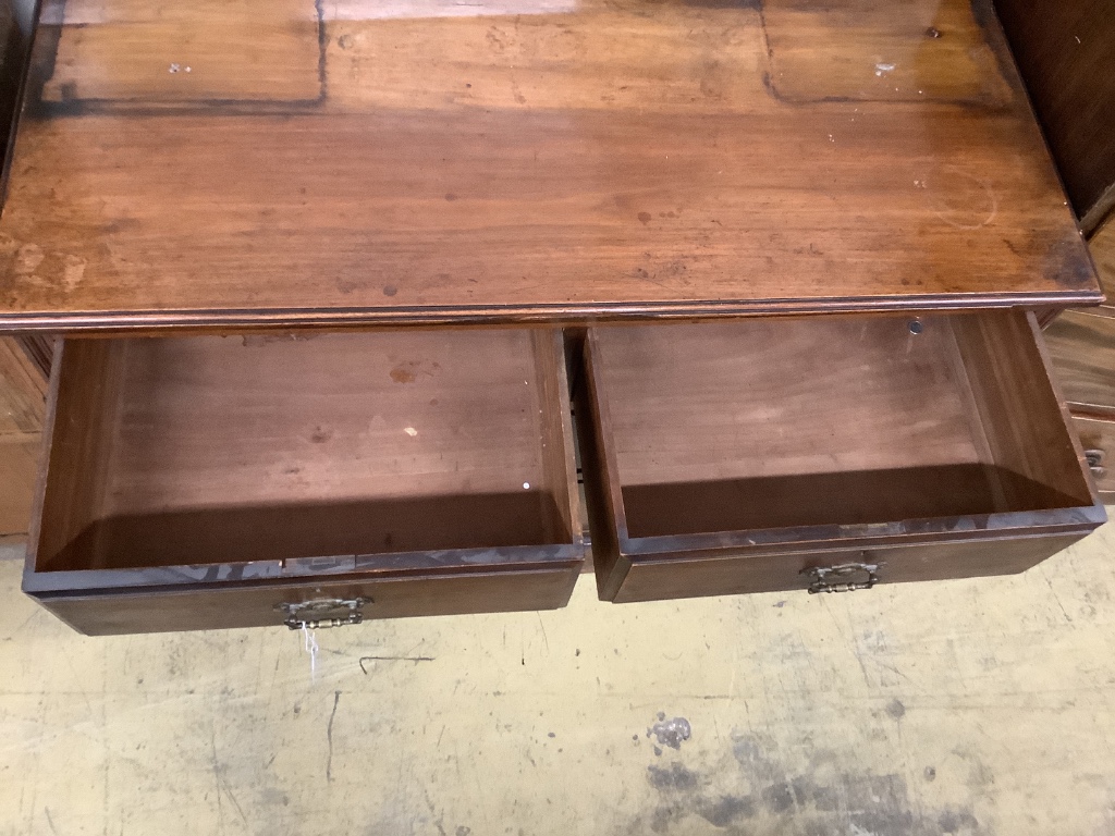 A late Victorian walnut chest of drawers, width 106cm depth 49cm height 80cm